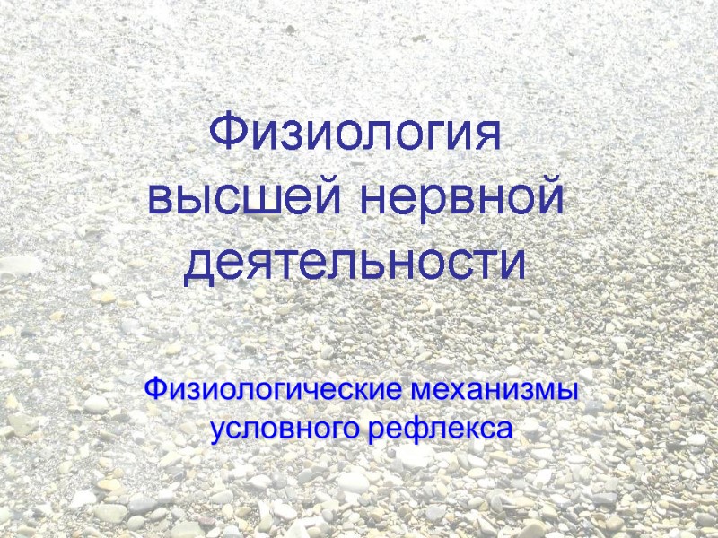 Физиология высшей нервной деятельности Физиологические механизмы условного рефлекса